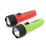 EverBrite LED Flashlight 2-Pack, Plastic Handheld Torch Light, Red/Green Hurricane Supplies, 2 D Battery Included