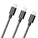 ONSON iPhone Cable,3Pack 6FT Nylon Braided Cord Lightning Cable Certified to USB Charging iPhone Charger for iPhone 7/7 Plus/6/6 Plus/6S/6S Plus,SE/5S/5,iPad,iPod Nano 7 (Black White,6FT)