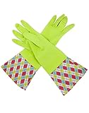 Brighten Up Reusable Latex Cleaning Gloves For Bathroom, Drain, and House Cleaning, Light Green