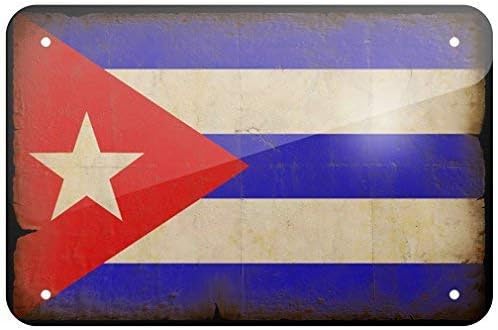 RFXS Metal Sign Cuba Flag with a vintage look, Small 12x18 Inch Metal Tin Sings