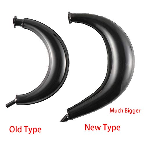 HGC 40mm Half Moon Banana Silencer Muffler Exhaust Pipe Bigger High Performance For 49cc 60cc 66cc 80cc 2-Stroke Engine Motor Motorized Motorised Bicycle Bike Upgrade Black