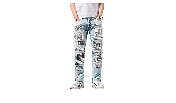 Patchwork Ripped Denim Jeans 