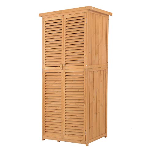Outsunny Armoire de Jardin abri Jardin Remise pour Outils sur Pied dim. 87L x 47l x 160H cm 2 étagères Portes persienne Toit bitumé étanche Bois Massif pin pré-huilé