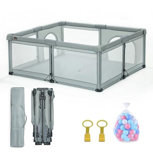 Heyo.Ja Children's Playpen with Net, Foldable and Portable (150 x 180 x 67 cm) – Pop-Up Playground with Quick Assembly for Indoor and Outdoor
