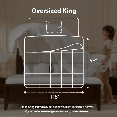 PACIFIC COAST Goose Down Fiber Comforters Oversized King Duvet Insert, All Season White Comforter, 3D Hidden-Stitch Baffle Box Design, 8 Tabs, Gifts for Women/Men, Extra Fluffy Luxury Duvet (116"x98")