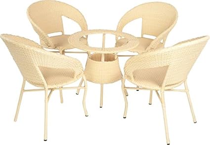 Virasat Garden Furniture/Balcony Furniture Set for Outdoor/Indoor Use 1 Table with 4 Chairs/Color-Cream