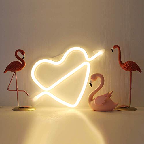 XIYUNTE Cupid Bow Neon Light Sign Led Wall Light Battery or USB Operated White Neon Signs Cupids Bow Light up for Kids Room,Party,Bar,Valentine's Day,Wedding,Christmas