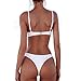 KOFUN Womens Bikini Set Swimwear Brazilian Padded Top Swimsuit Solid Color Triangle Bottom White Large