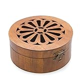 Ella Celebration Wood Ring Bearer Box, Wedding Ceremony Ring Holder Boxes, Wooden Decorative Engagement Proposal Jewelry Box Favor, Rustic Laser Cut Gift Display (Round)