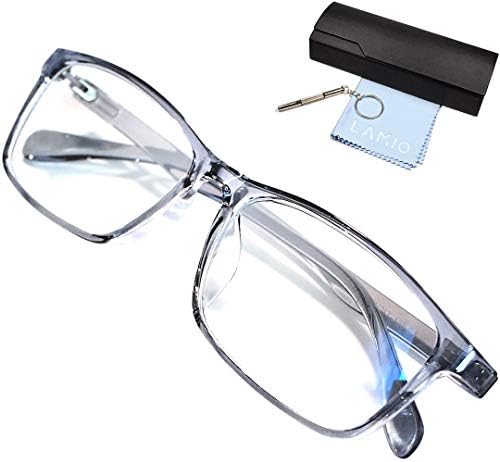 Lamio ブルーライトカット メガネ Pcメガネ パソコン用メガネ Pc ブルーライト Uvカット 紫外線カット ウェリントン 男女兼用 度なし クリアグレー