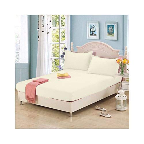 Finest 100% Egyptian Cotton 10"/25 CM Fitted Luxury Percale Quality Sheets (Cream, Super King)