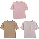 ZFTTZYMX Baby Boys Girls Solid T-Shirts Crew Neck Short Sleeve Casual Tops Toddler Kids Summer Cotton Tees
