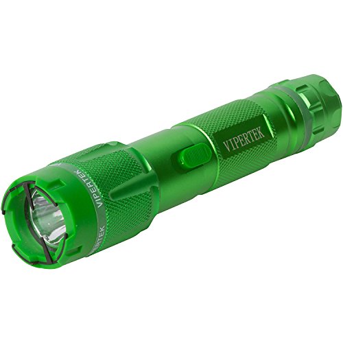 VIPERTEK Heavy Duty Stun Gun with Rechargeable LED Tactical Flashlight, Green