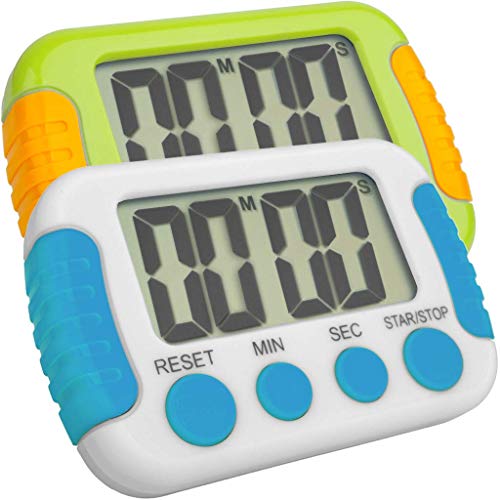 Classroom Or Meeting Timers for Kids and Teacher Digital Kitchen Timer, Count-Up & Count Down for Cooking Baking Sports Games Office Study (1 White 1 Green)