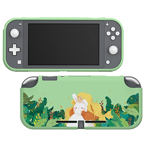 eXtremeRate PlayVital Rabbit & Girl Custom Protective Case for Nintendo Switch Lite, Soft TPU Slim Case Cover for Nintendo Switch Lite