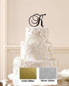 Monogram Inital Letter Acrylic Cake Topper Wedding A B C D E F G H I J K L M N O P Q R S T U V W X Y Z & (K, Black)