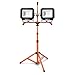 TACKLIFE 10000 Lumen Tripod LED Work Light with Two-Head Total 100W Work Lights, Metal Telescopic Tripod Stand, Rotating Waterproof Lamps and 16.5 Ft AC Power Cord