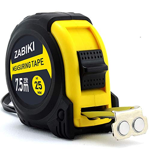 Zabiki Measuring Tape Measure, 25 Ft Decimal Retractable Dual Side