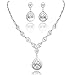 KARMO Teardrop Pendant Bridal Necklace Dangle Earring Jewelry Set Clear CZ Crystal Wedding¡­
