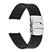 TRUMiRR 20mm Silicone Rubber Watch Band Stainless Steel Buckle Bracelet Strap for Samsung Gear Sport SM-R600,Galaxy Watch 42mm, Gear S2 Classic, Moto 360 2 42mm Men, Pebble Time Round 20mm,Black
