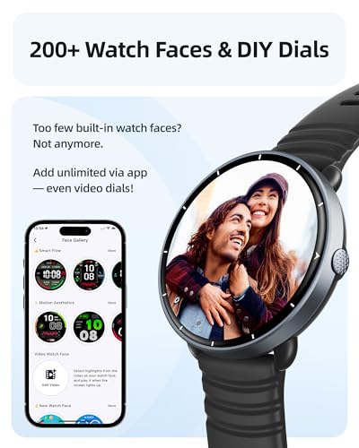 Parsonver Smart Watch Built-in GPS, 5ATM Swimming Smartwatch for Pool/Open Water, Fitness Watch with AMOLED Display, Heart Rate Sleep Monitor, 100+ Sports,Message Notification (Black, 42 mm)