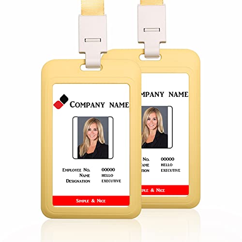 Badge Holder Vertical Plastic Card Case Protector Pouch with Clear Window for Office School ID Credit Cards Proximity Key Cards Driver’s Licenses,2 PCS (Yellow)