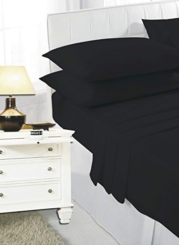 Egypto Pillow cases 2 pack - Elasticised Pocket Soft Polycotton, Breathable and Comfortable Bed (Pillowcase Pair, Black)