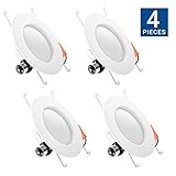 HyperSelect 6 Inch LED Downlight (5 Inch Compatible), 14W (75W Replacement), Retrofit LED Recessed Lighting Fixture, 3000K (Soft White Glow), CRI80+, LED Ceiling Light (4 Pack)