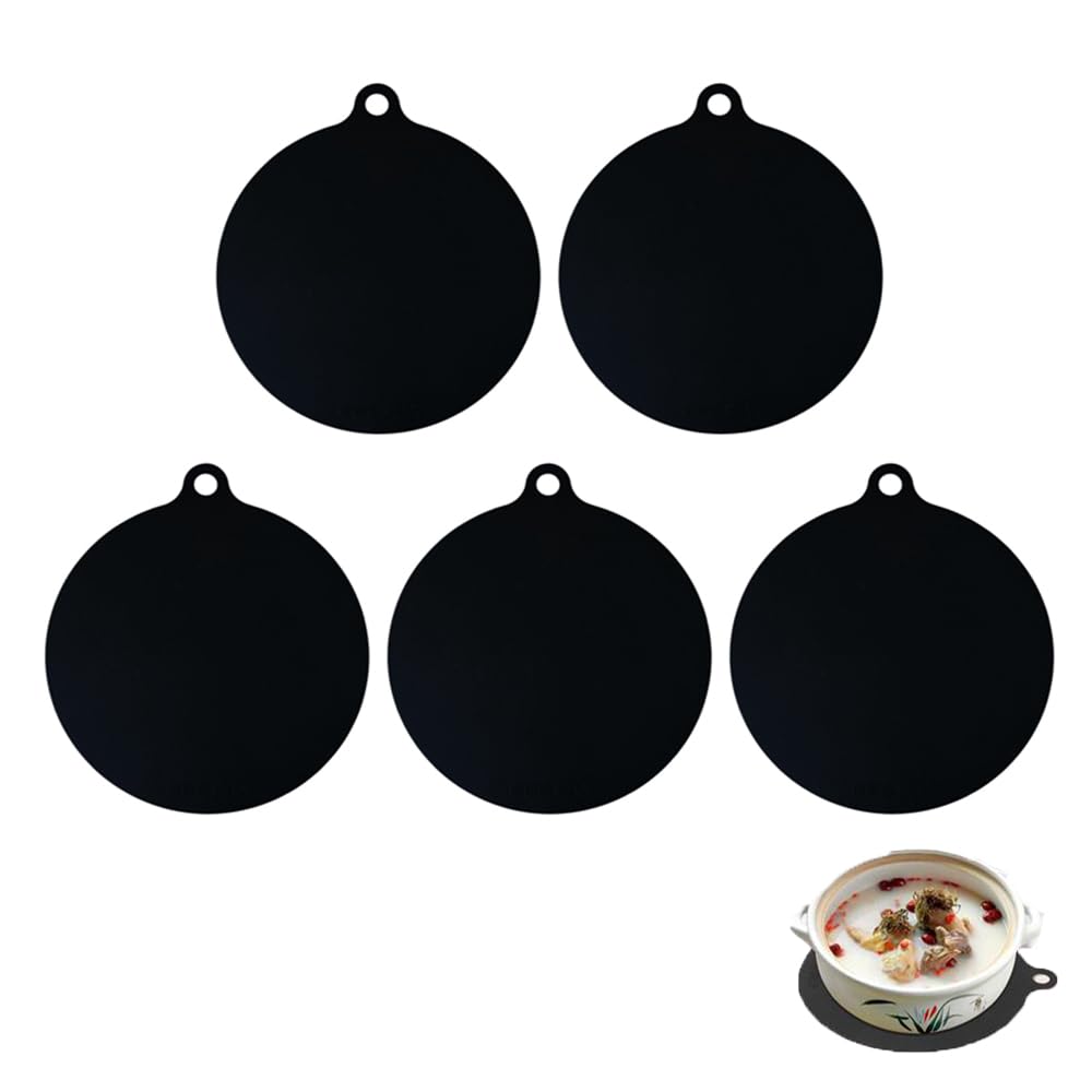 Smallterm 5 Pack Induction Hob Protector Mat Anti- Mat Silicone Pad Scratch Protector Cover Heat Insulated Mat, Black