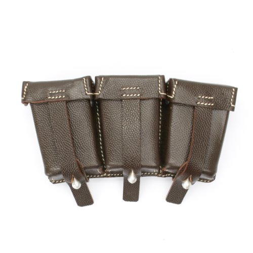 German WWII K98k Brown Leather Triple Ammunition Pouch