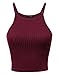 Women's Basic Ribbed Cropped Tank Top Burgundy M Size