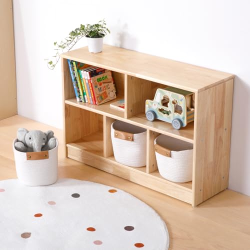 OOOK Solid Wood Storage Unit Toy Storage Unit for Children's Bedroom Playroom (Rubber Wood)