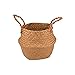 Natural Seagrass Belly Basket Panier Storage Plant Pot Collapsible Nursery Laundry Tote Bag with Handles (14