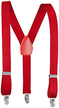 Rob Riverdale Kids and Baby Adjustable Elastic Solid Colors Children Suspenders (22 Inch (7 months - 3yrs), Red)