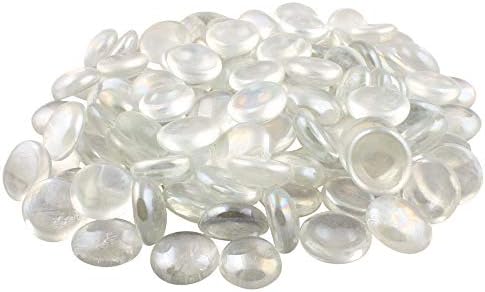 Amazing Stones Glossy Vase Filler Transparent Half Round Glass Pebbles for Home and Garden Decor - Clear, 1 kg