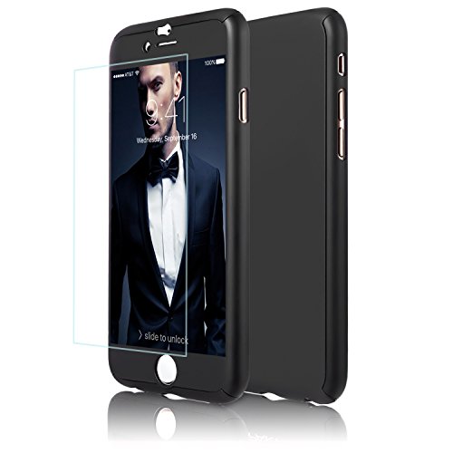 iPhone 6 Case, DecaStars [Ultra-thin Series] 2-in-1 Full-body Protective Back Cover [Slim Fit] with Tempered Glass Screen Protector for Apple iPhone 6 Case & iPhone 6s Case 4.7" - Black - Thumbnail 7