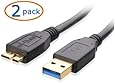 Cable Matters 2 Pack, SuperSpeed USB 3.0 Type A to Micro-B Cable in Black 3 Feet