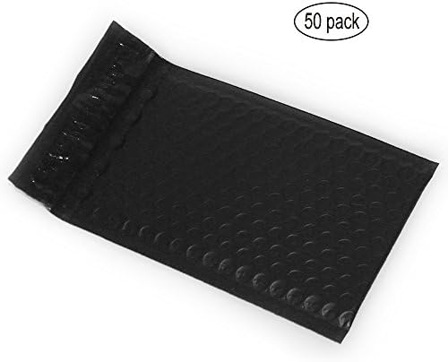 HLRM 4 x 8 Inches Black Poly Bubble Mailers Padded Envelopes (Pack of 50) BH4750
