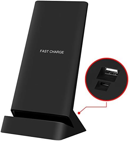 Fast Wireless Charger Stand with Extra USB Charging Port Woodeey Qi Wireless Charging Pad for iPhone X iPhone 8/8 plus Samsung Galaxy S8 S8 Plus S7 S7 Edge S6 Edge Plus LG G6 and QI-Enabled Devices