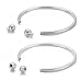 BENECREAT 16PCS/Set Ball Closure Adjustable Wire Blank Bracelet Expandable Bangle for DIY Jewelry Making, 2.4 Inches - Silver