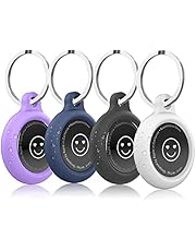 Airtags 4 Pack Soft Silicone Case Compatible with Apple AirTag 2021, with Keychain , Lightweight Skin AirTag Holder Cover with Key Ring for AirTags Keychain Accessories Cell Phones,Black/Purple/White