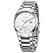 Voeons Silver Steel Band Watches for Men Classic Stainless Steel Watch Casual Business Quartz Analog Wrist Watch with Calendar