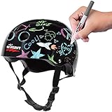 Wipeout Dry Erase Kids Helmet for Bike, Skate, and Scooter, Black, Ages 8+