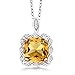 Gem Stone King Sterling Silver Yellow Citrine Pendant Necklace 3.17 cttw Cushion Cut Gemstone Birthstone with 18 Inch Silver Chain