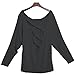 Yingkis Women Cut Out Loose Pullover Criss Cross Backless Sweater Shirt Top,B L