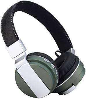 Alltrum Foldable Over-Ear Wireless Headphone,Built-in Mic, Stereo Sound,Lightweight,Comfortable Wearing Feeling,Noise Reduction,SD Card,Wired Modes for Phone / PC / Tablets, Amy green