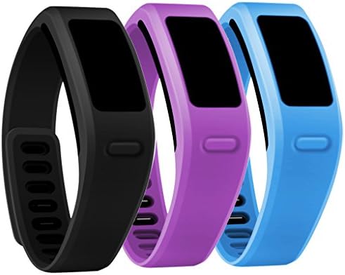 Henoda 10 Colors Replacement Wristband with Metal Clasps for Garmin Vivofit Bands (3PCS Basic Black+Blue+Purple, Small)