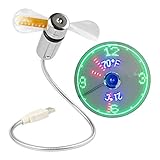 [New] USB LED Clock Fan with Temperature, SAYTAY Mobile USB Real Time Fan Fahrenheit and Celsius Display Portable Cooling Mini USB Quiet Gooseneck Fan for Office, Home & Travel (TC)