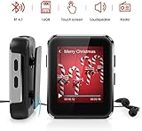 Kingbox Mp3 Player with Bluetooth, Music Player with Clip Supports Full Touch Screen, Built-in Speaker, HiFi Lossless Mp3 Music Players with FM Radio, Voice Recorder (16GB, Up to 128GB)