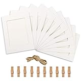 Paper Photo Frame 4x6 Kraft Paper Picture Frames 10 PCS DIY Cardboard Photo Frames with Wood Clips and Jute Twine (White)